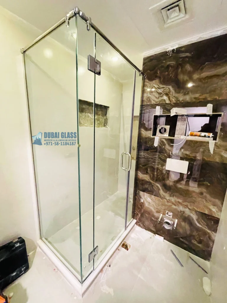 Corner swing glass shower enclosure Dubai – Dubai Glass Works