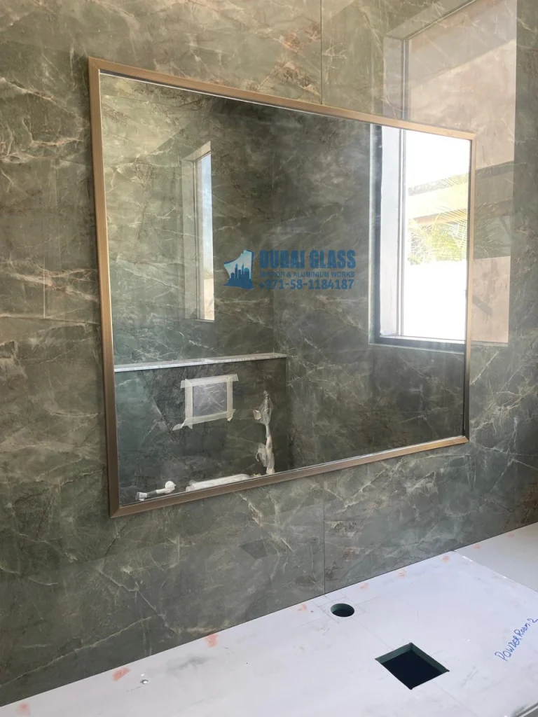 Framed gold matte wall mirror Dubai – Dubai Glass Works