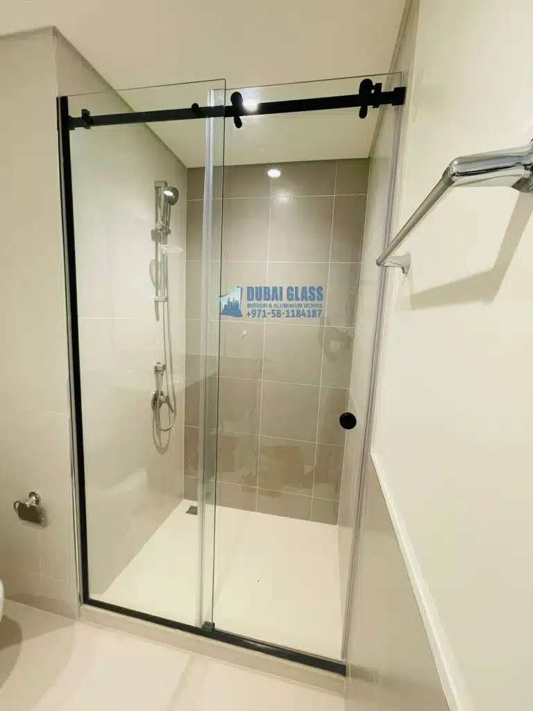 shower area sliding glass divider