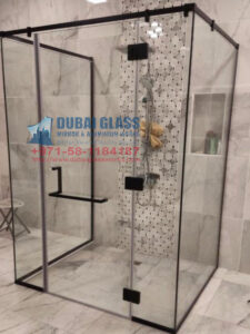 black corner shower glass partition