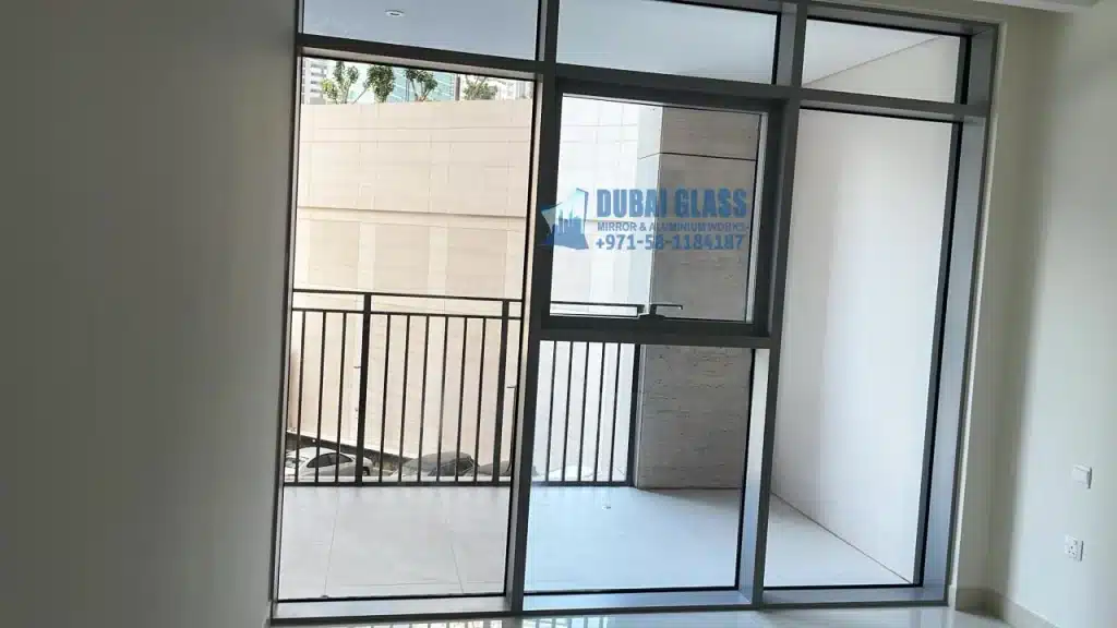 black aluminium façade profile balcony doors