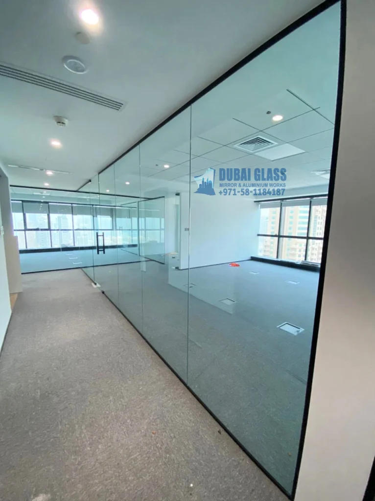 Aluminium Frame Glass Partition in Dubai, combining sleek design and functionality.
