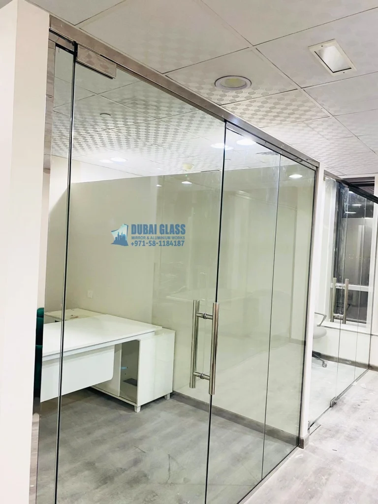 clear safety glass office divider dubai