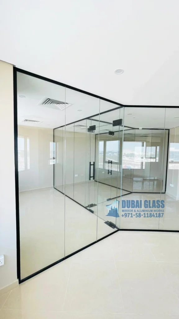 black finish office glass divider