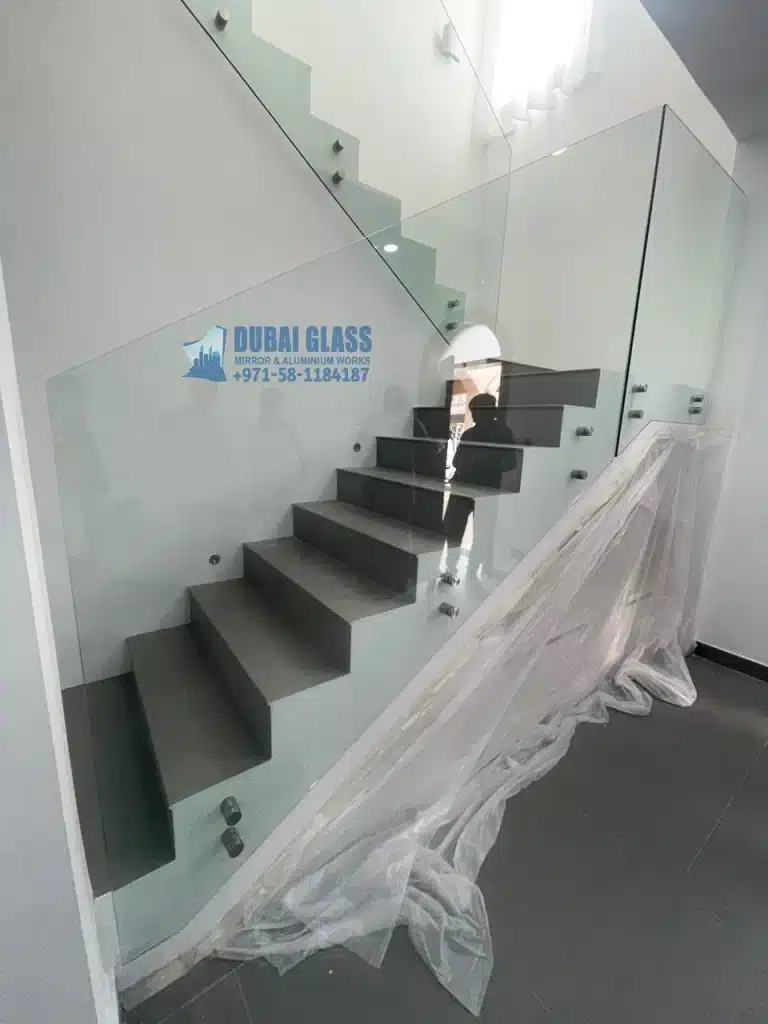 frameless staircase glass panels