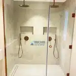 rose gold swing shower door