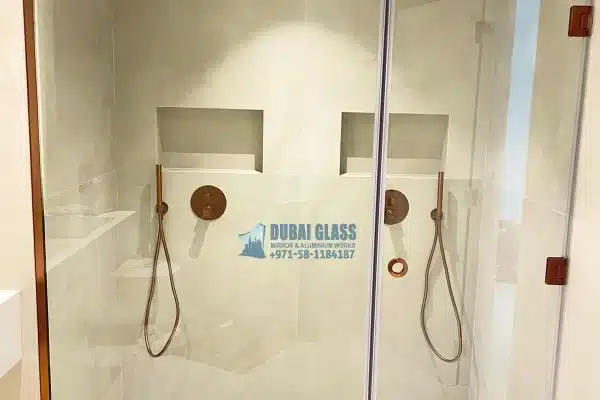 rose gold swing shower door