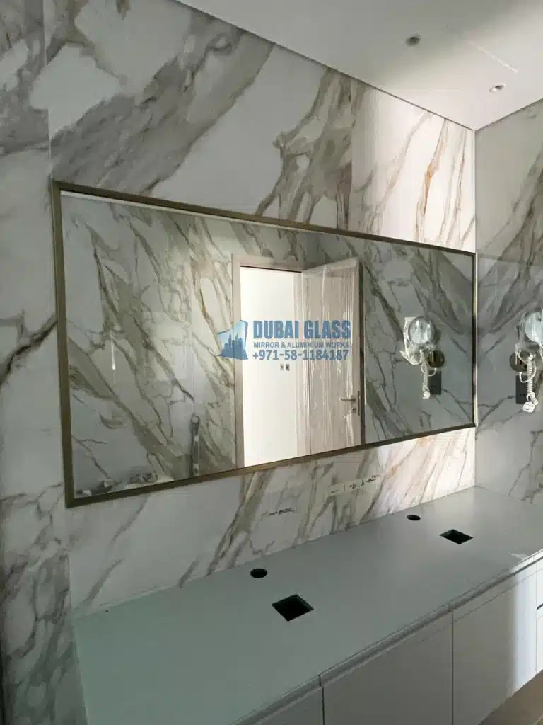 Custom wall mirror installation in dubai